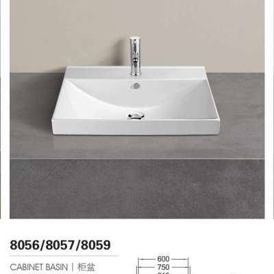 Long 910*480*195mm Countertop Bathroom Wash Basin CE Approved 8059