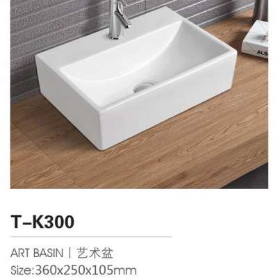 Rectangular Solid Surface Wash Basin Small Basin Countertop Above Counter Basin For Bathroom T-K300