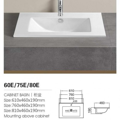 Luxury above Counter Ceramic Laundry Cabinet Sink with CE approve 80E